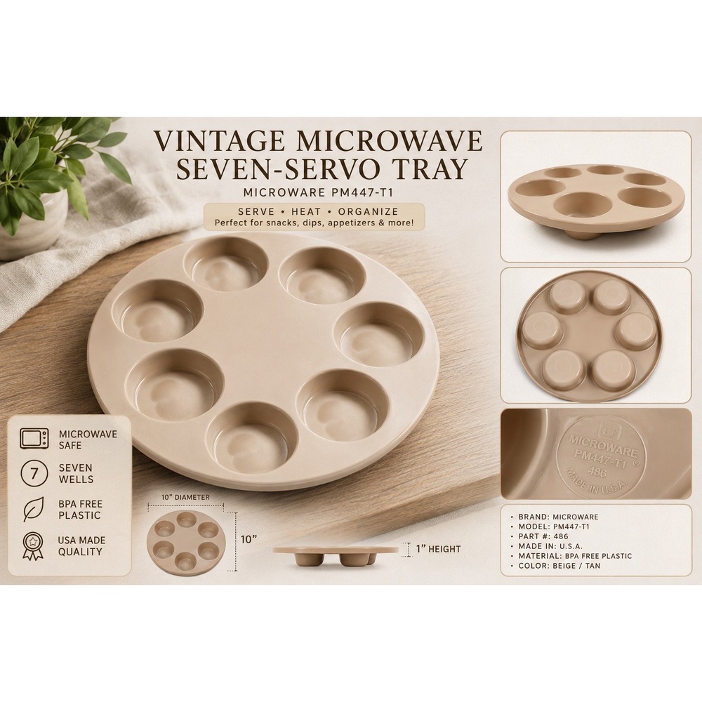 Nordic Ware Vintage Microwave Egg Poacher Muffin Pan 6 Cup Almond PM447-T1 USA